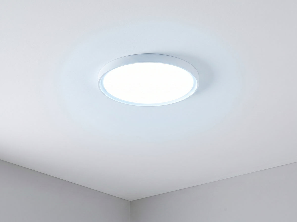 Soft Light diffused round LED surface light, 3-in-1 CCT front view